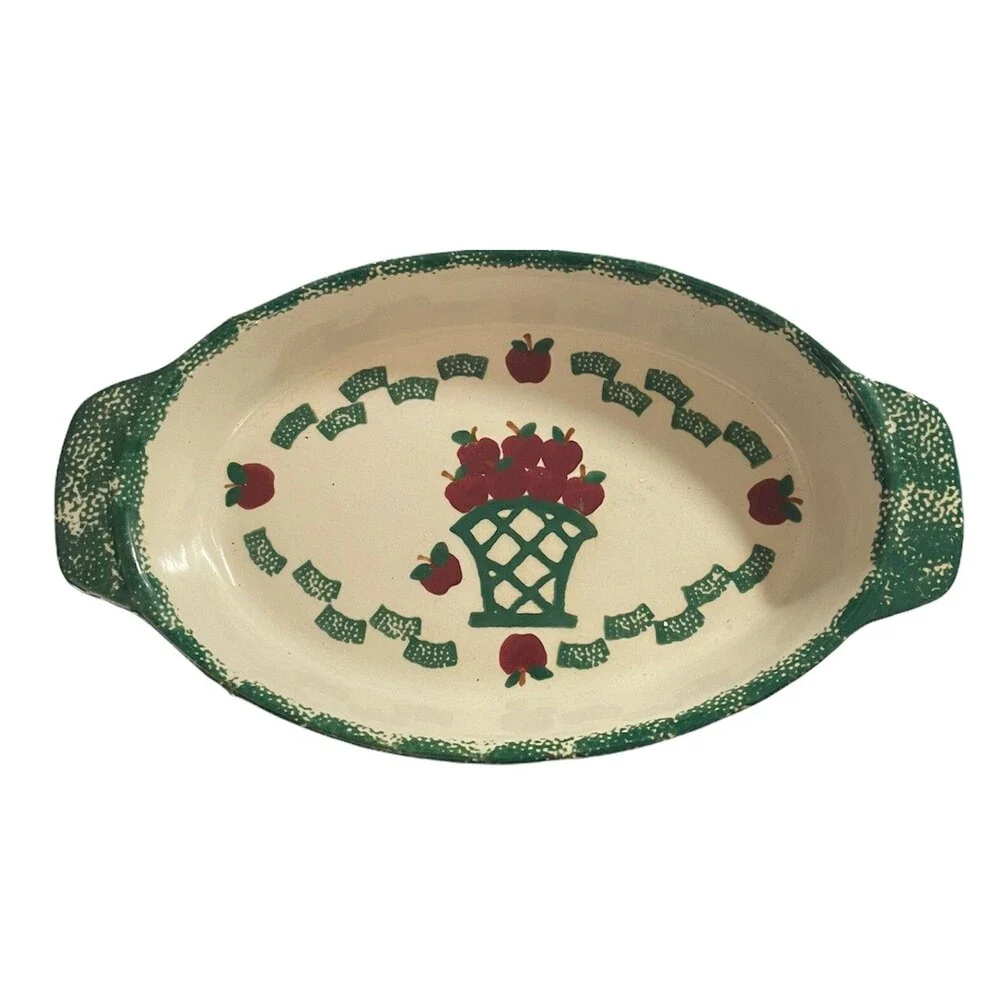 Oval Bakeware Dish Ceramic Apple theme